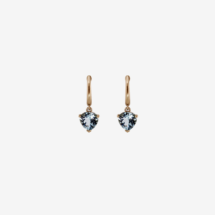 NICOLE LANDAW 14K & AQUAMARINE HUGGIE HOOPS