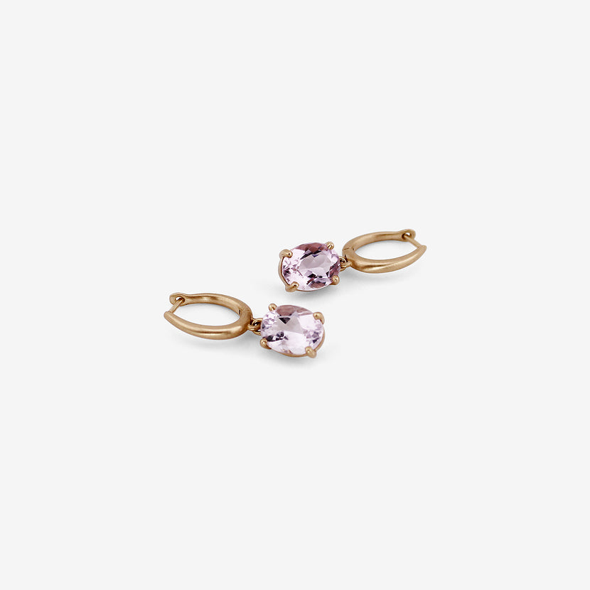 NICOLE LANDAW 14K & ROSE DE FRANCE AMETHYST HUGGIE HOOPS