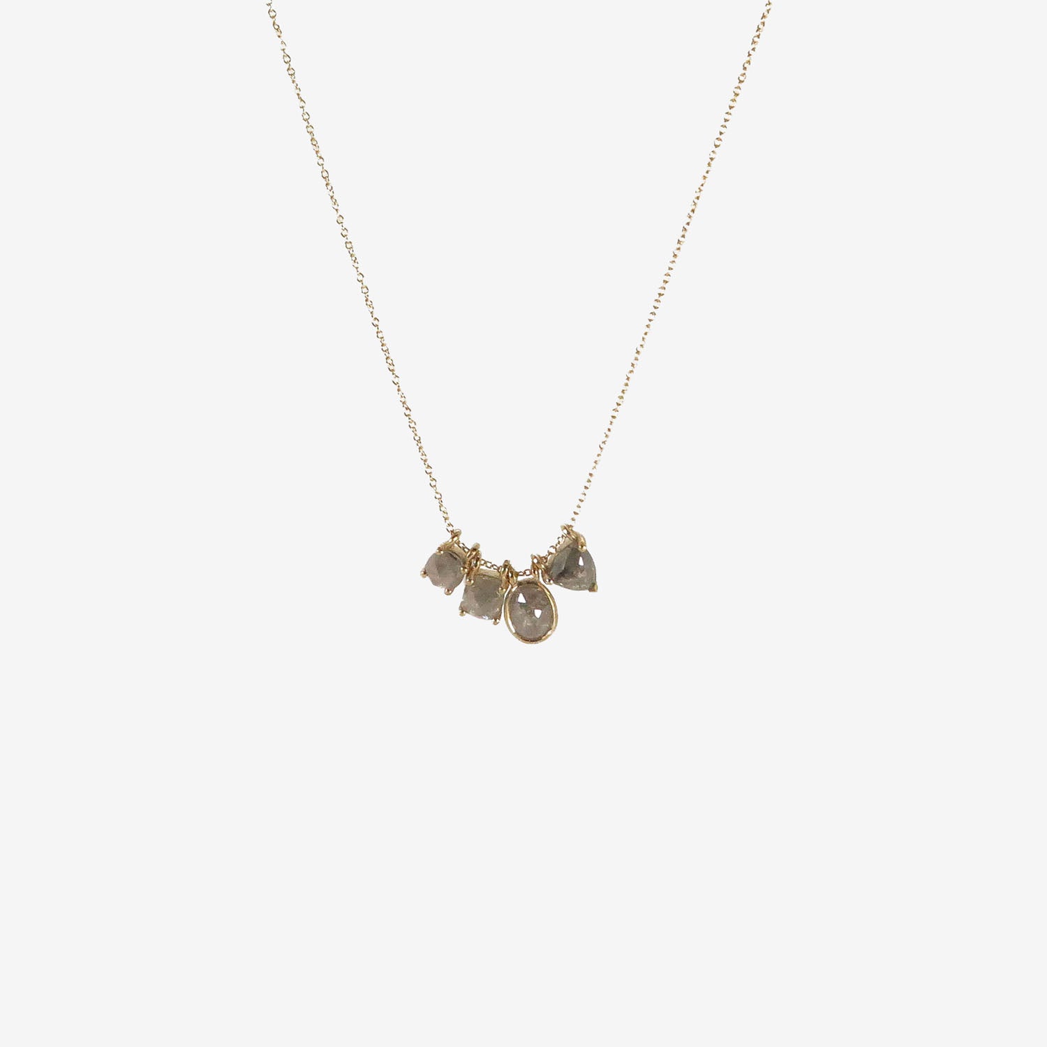 NICOLE LANDAW 14K & LIGHT GREY DIAMOND LARGE FOUR-PIECE STORY NECKLACE, 2.3CT