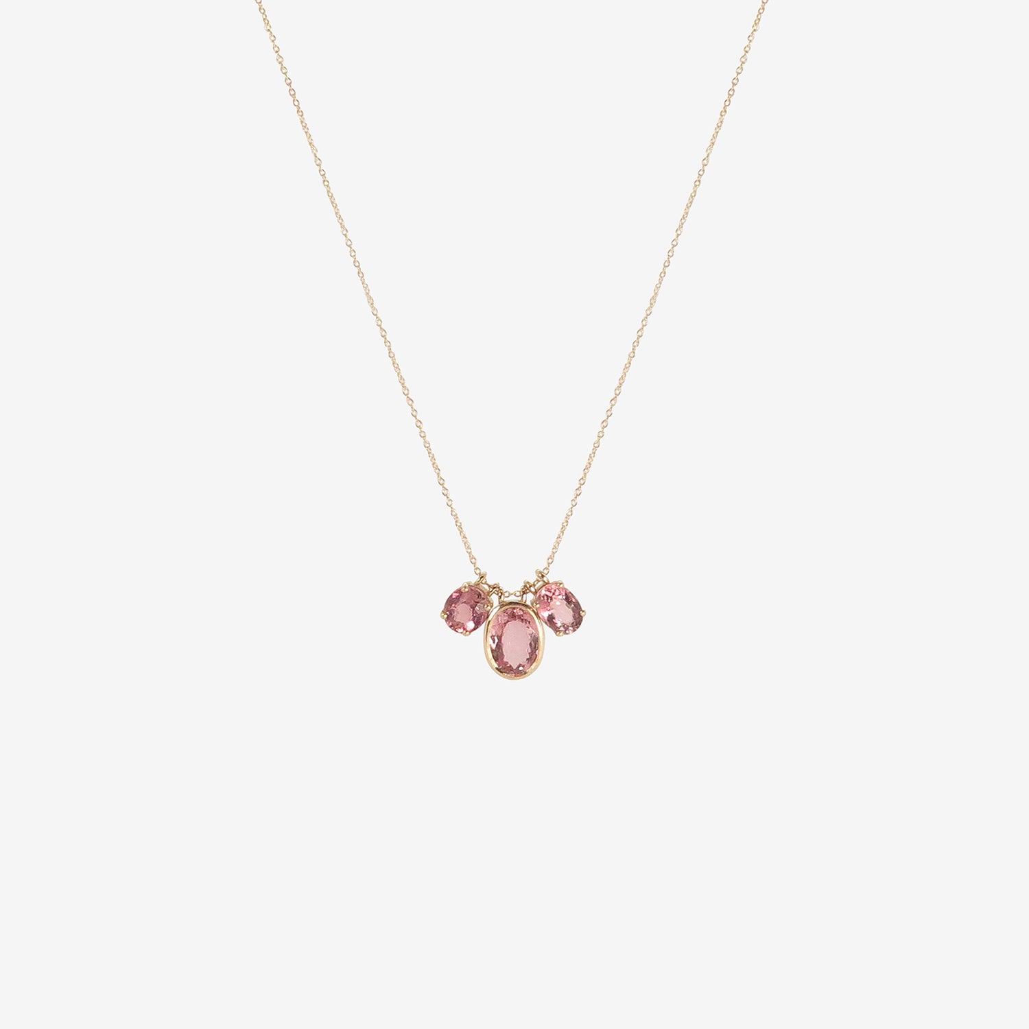 NICOLE LANDAW 14K & PINK TOURMALINE EXTRA-LARGE TRIO STORY NECKLACE, 5.14CT
