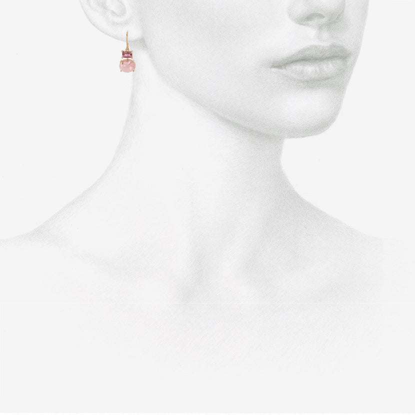 NICOLE LANDAW 14K & PINK TOURMALINE PAIRED DROP EARRINGS, 8.43CT