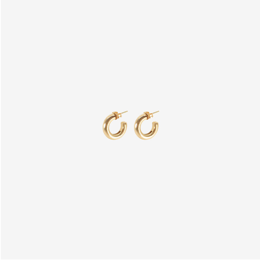 NICOLE LANDAW 14K SMALL STOUT HOOPS ON POSTS