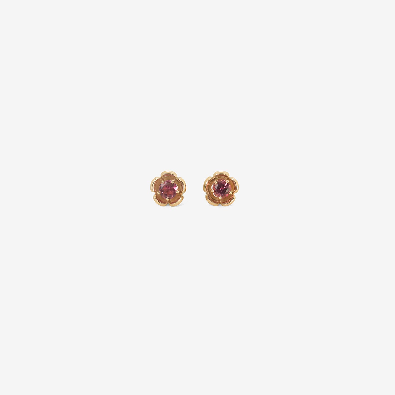 NICOLE LANDAW 14K & PINK TOURMALINE ENCASED FLOWER STUDS
