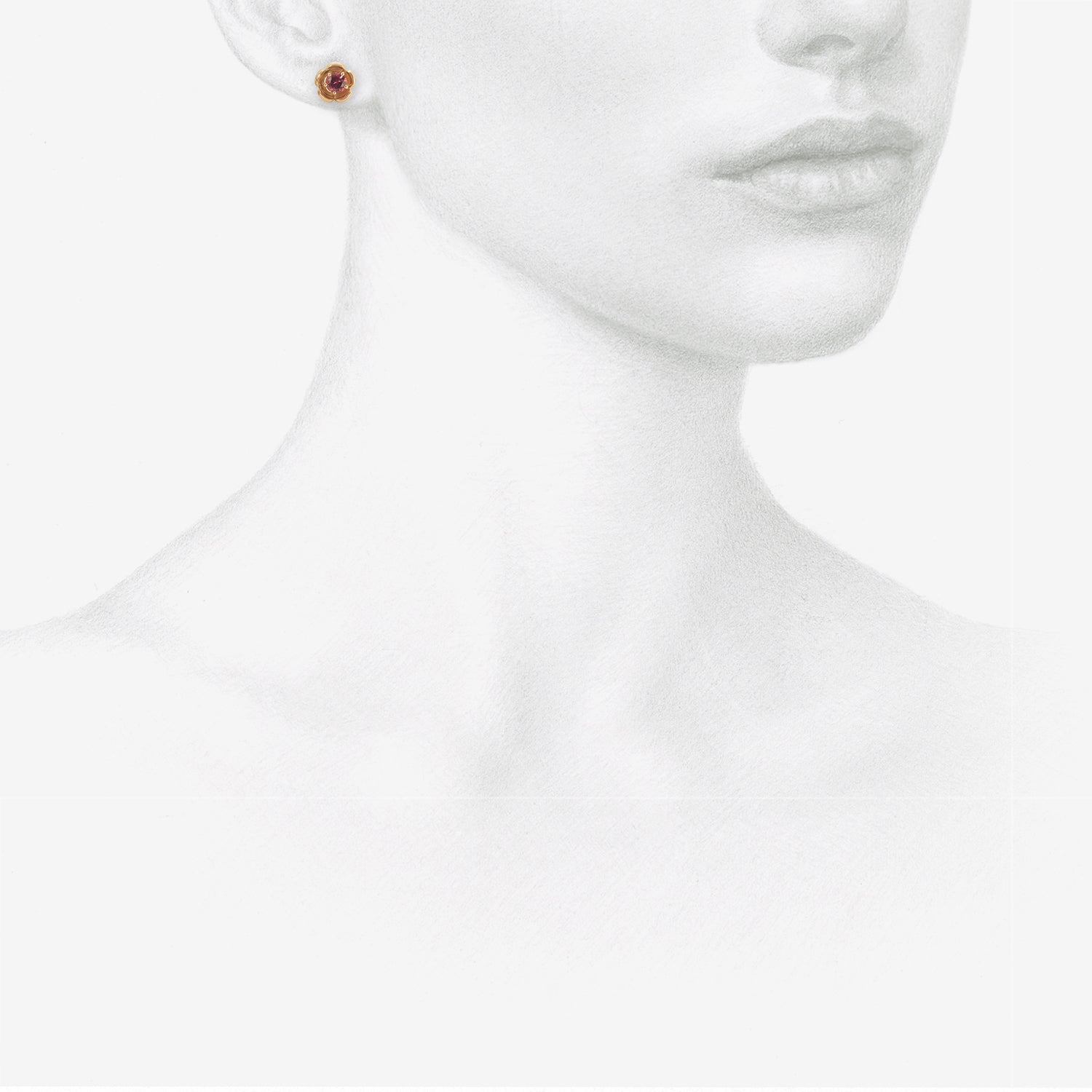 NICOLE LANDAW 14K & PINK TOURMALINE ENCASED FLOWER STUDS
