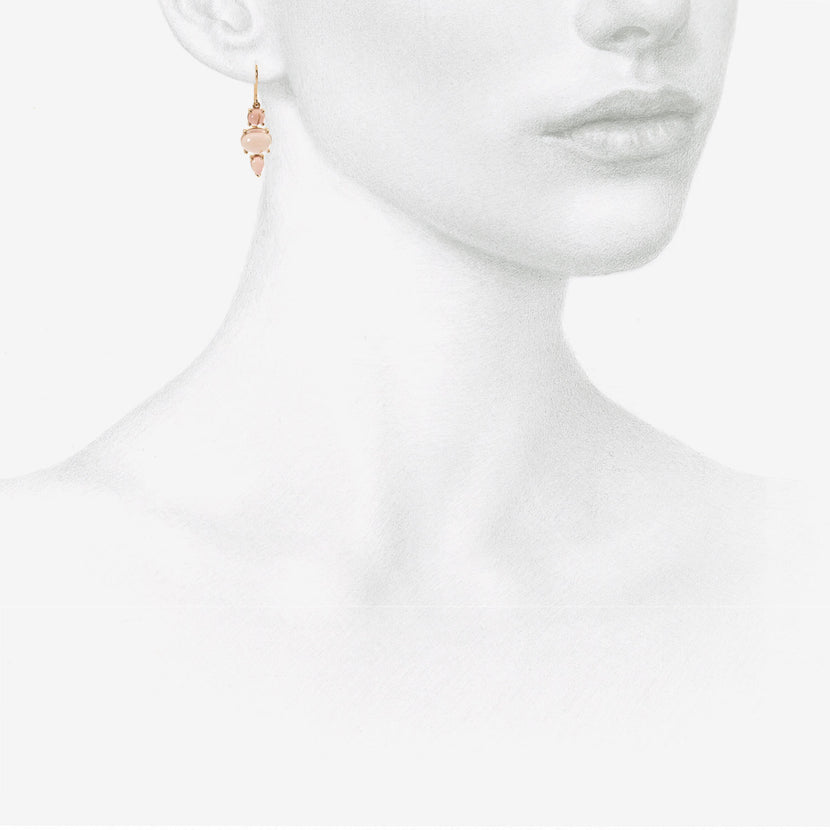 NICOLE LANDAW 14K TRIPLE DROP EARRINGS WITH PINK TOURMALINE