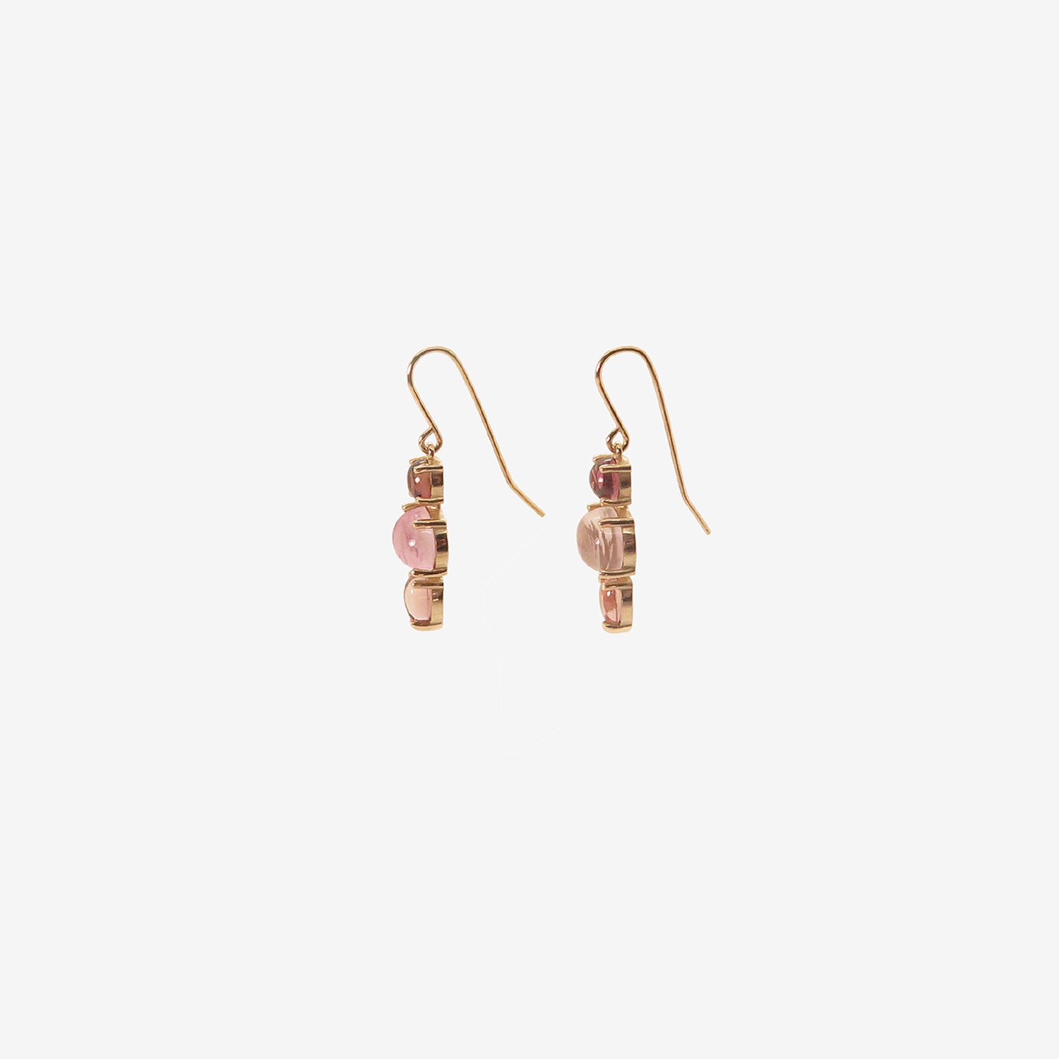 NICOLE LANDAW 14K TRIPLE DROP EARRINGS WITH PINK TOURMALINE