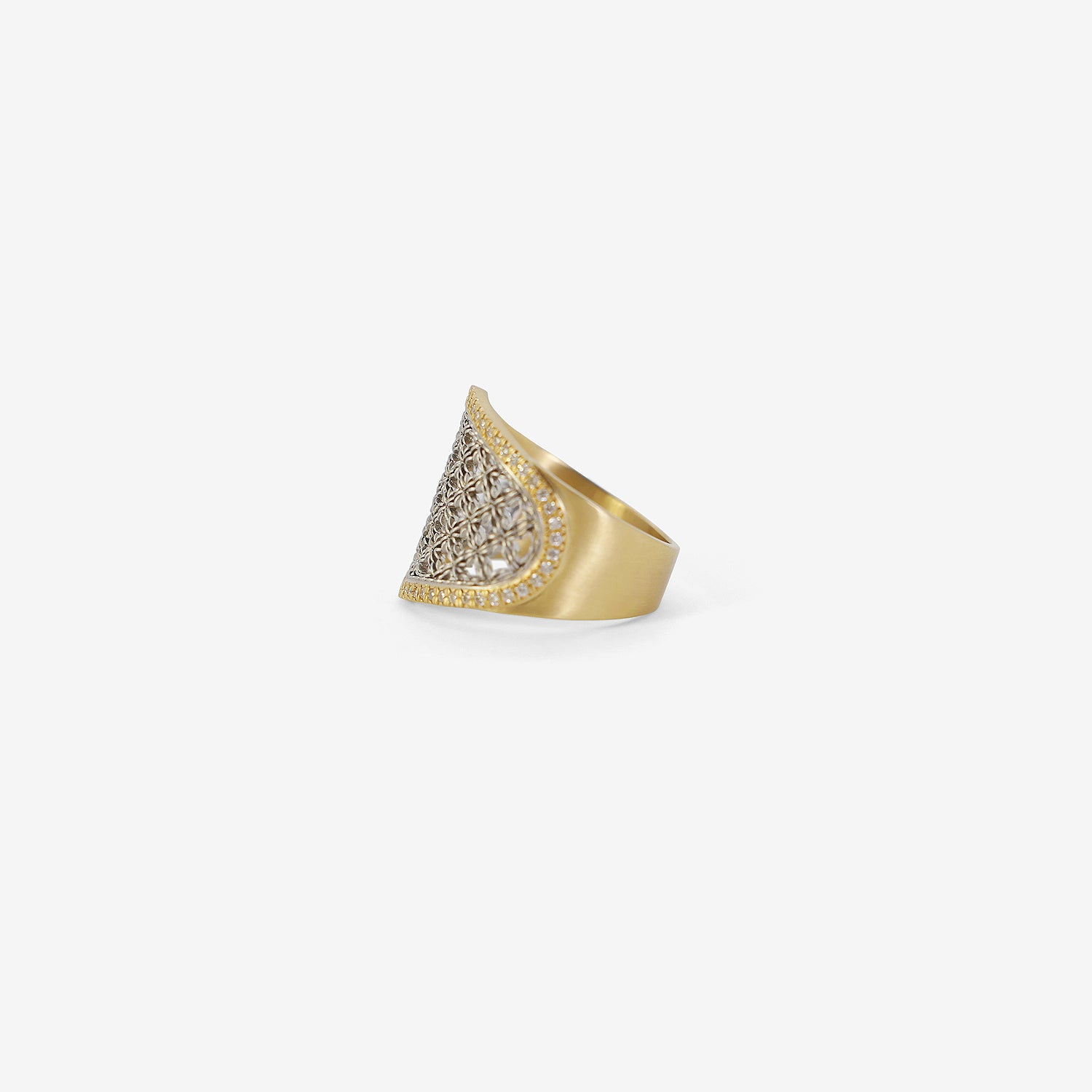 NIKOLLE RADI 18K & PLATINUM CORSET RING WITH WHITE PAVÉ DIAMONDS