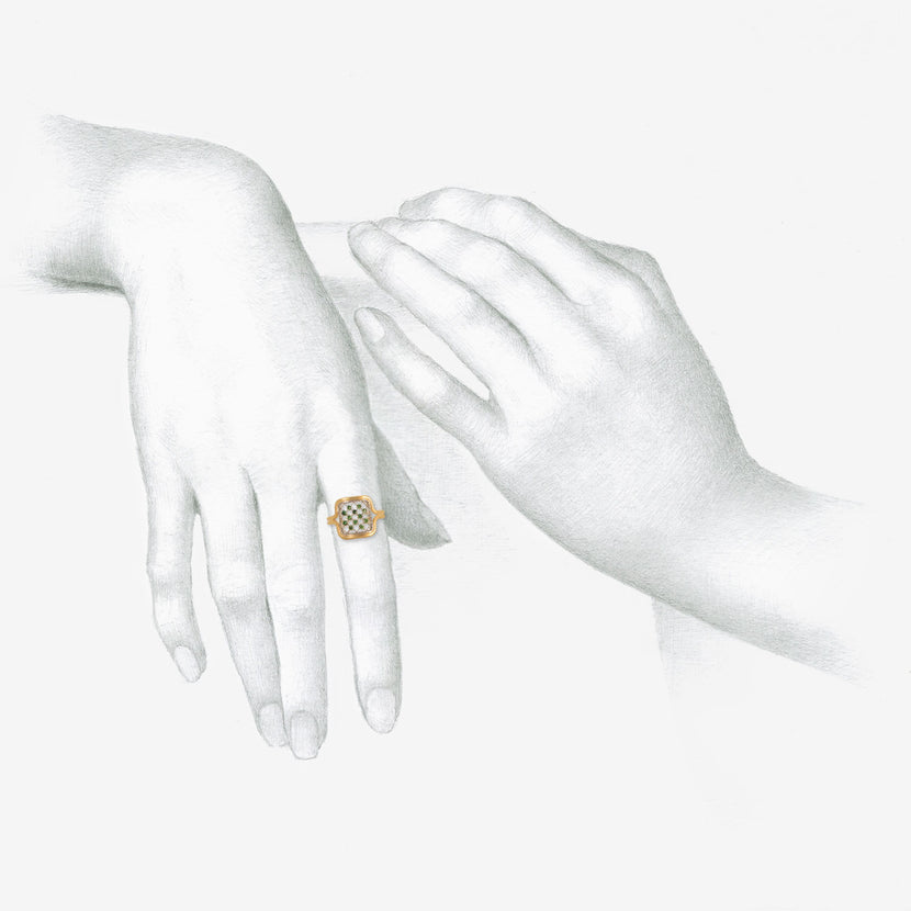 NIKOLLE RADI 18K & PLATINUM CUSHION-SHAPED RING WITH MICRO-PRONG-SET TSAVORITES