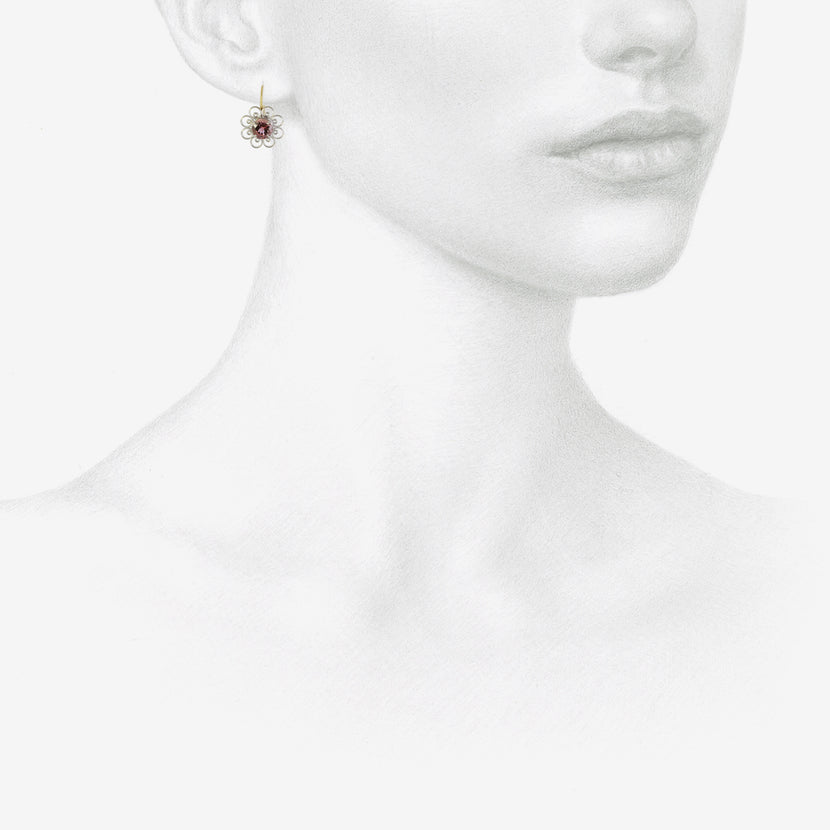 NIKOLLE RADI 18K & PLATINUM HANDSPUN EARRINGS WITH PINK TOURMALINE