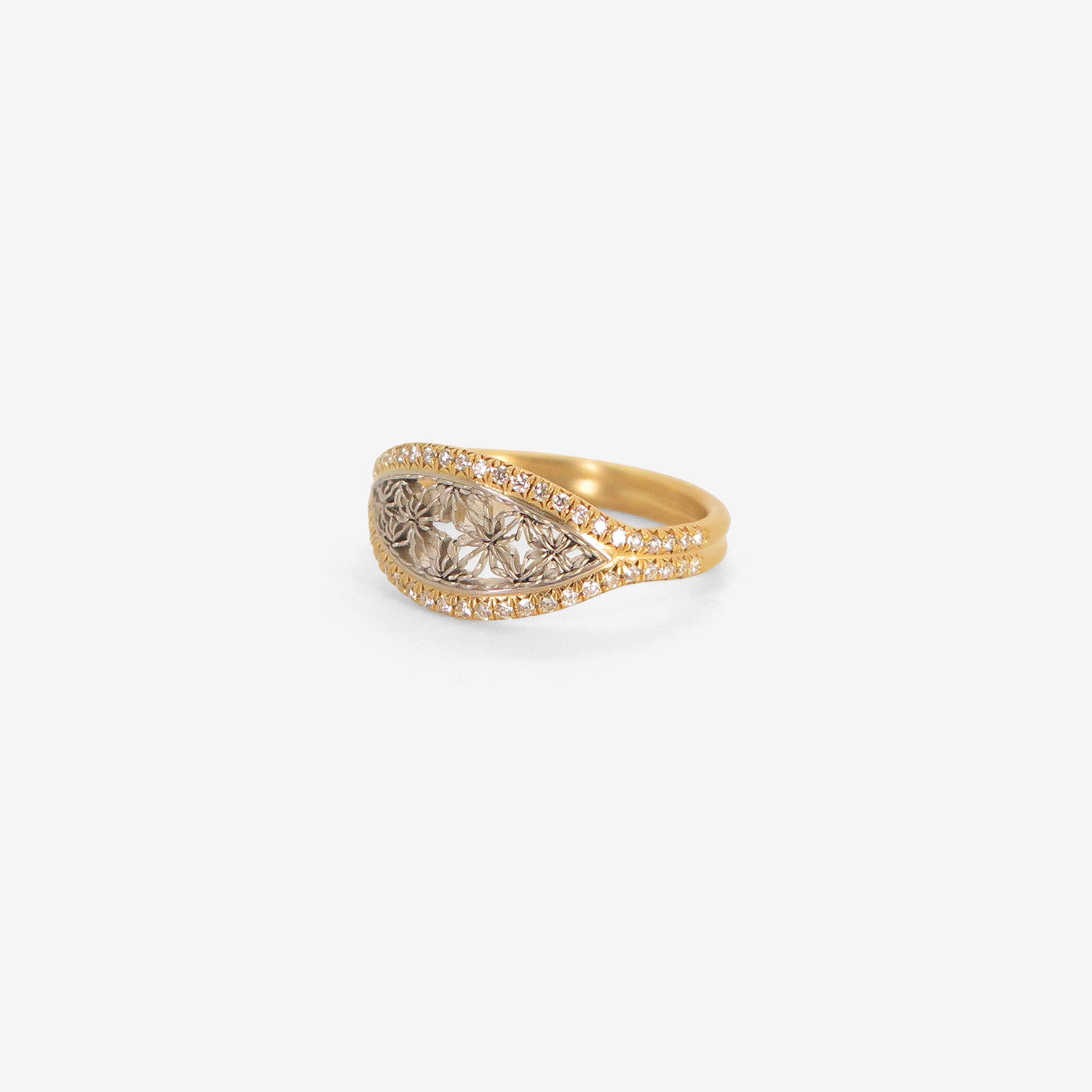 NIKOLLE RADI 18K & PLATINUM MARQUIS RING WITH WHITE DIAMOND PAVÉ