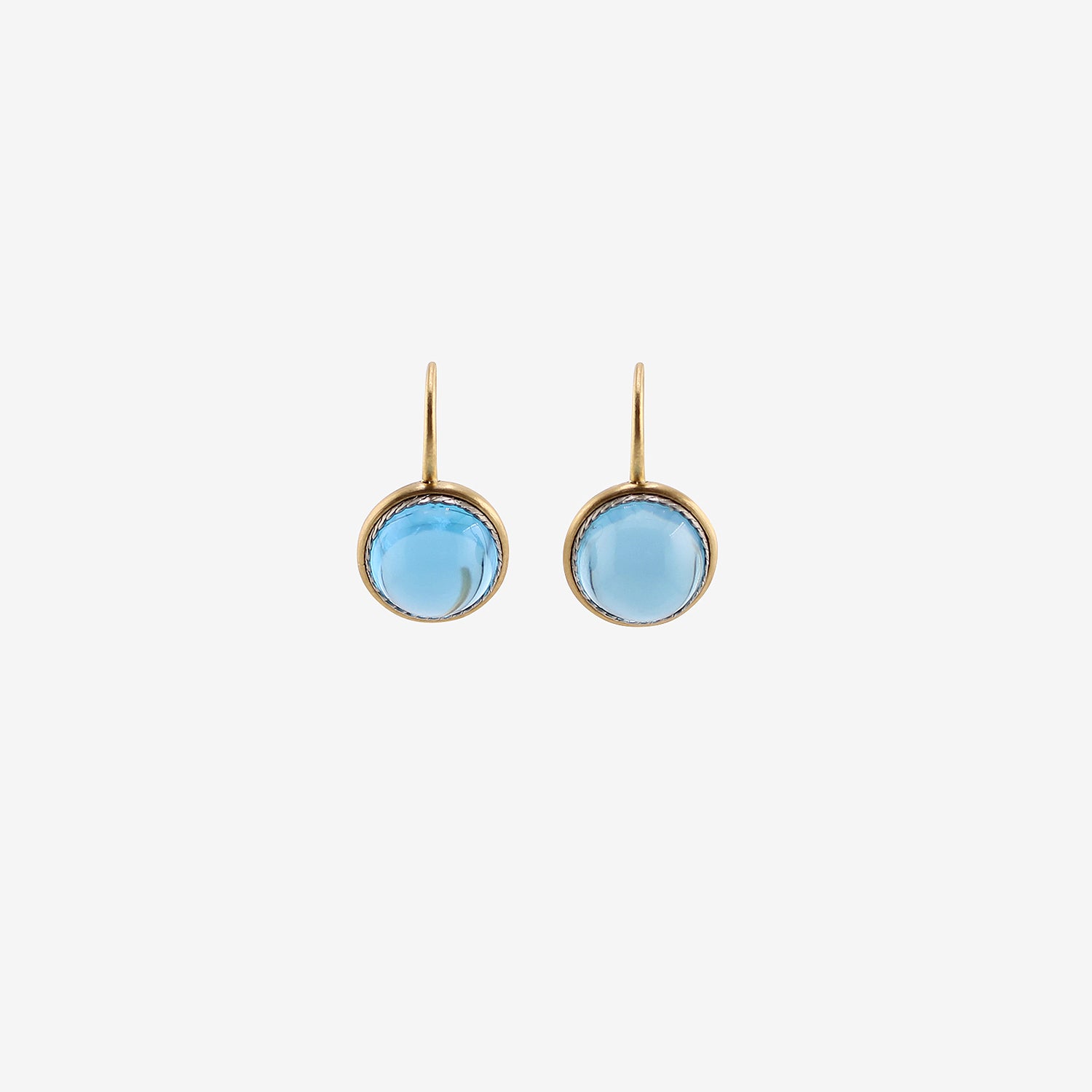 NIKOLLE RADI 18K & ROUND BLUE TOPAZ EARRINGS WITH PLATINUM BEZEL