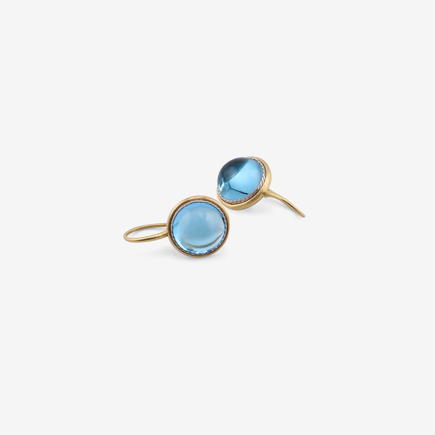 NIKOLLE RADI 18K & ROUND BLUE TOPAZ EARRINGS WITH PLATINUM BEZEL