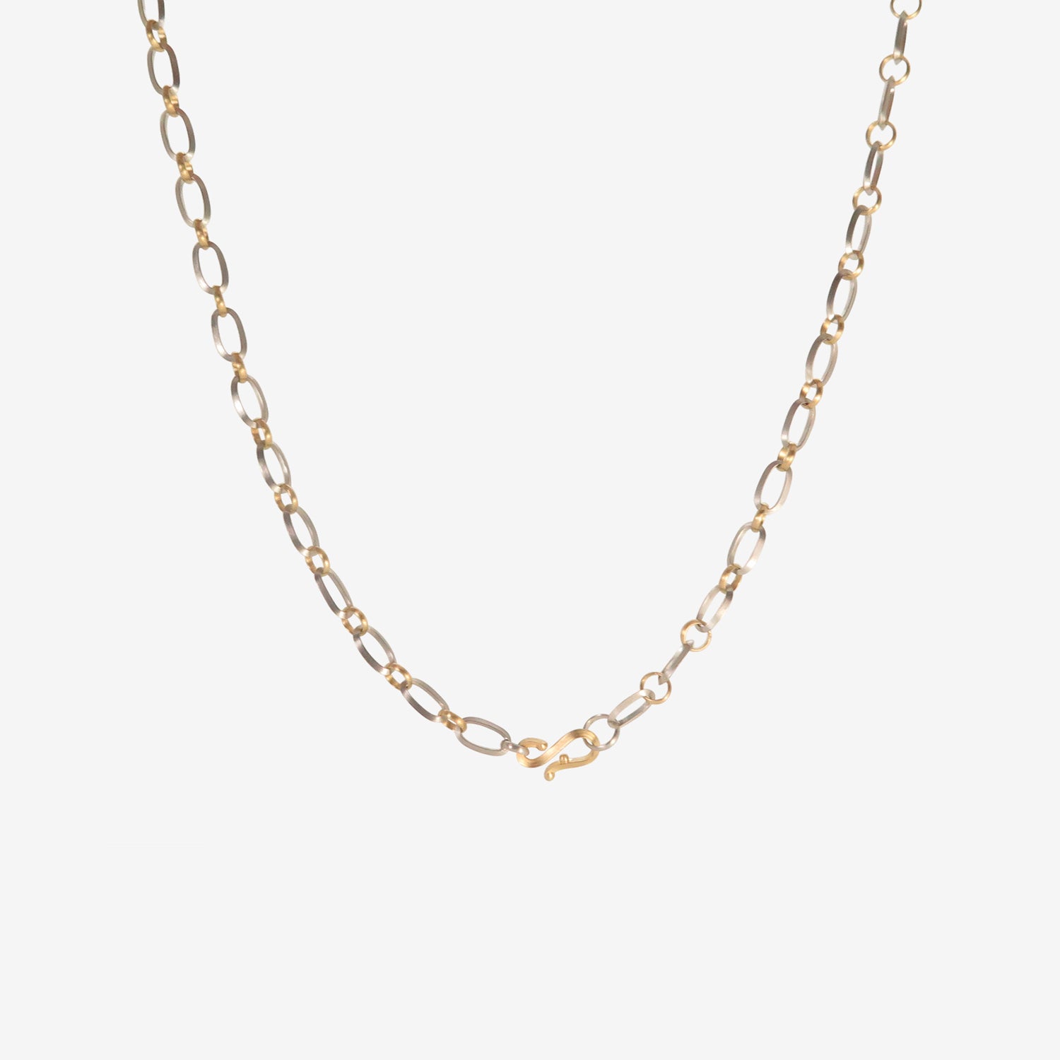 NIKOLLE RADI 18K & PLATINUM OVAL & ROUND LINK CHAIN NECKLACE