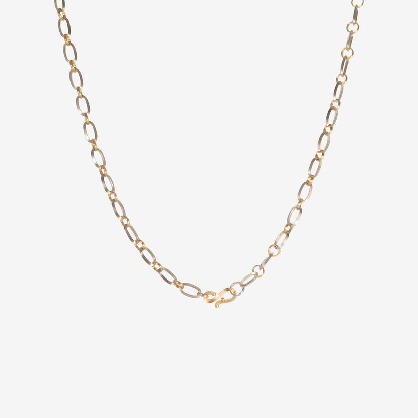 NIKOLLE RADI 18K & PLATINUM OVAL & ROUND LINK CHAIN NECKLACE