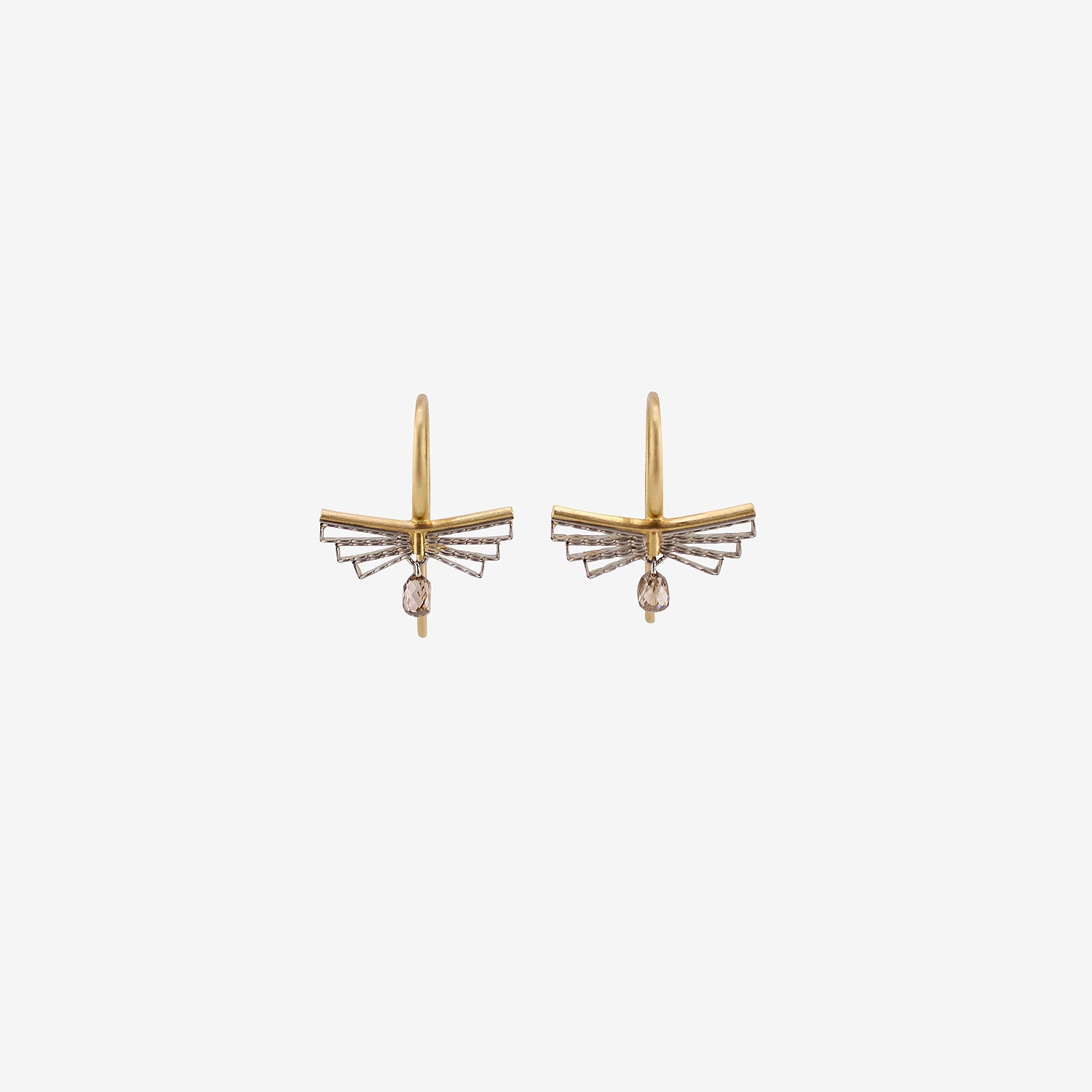 NIKOLLE RADI 18K & PLATINUM SMALL BOW EARRINGS WITH DIAMOND BRIOLETTES