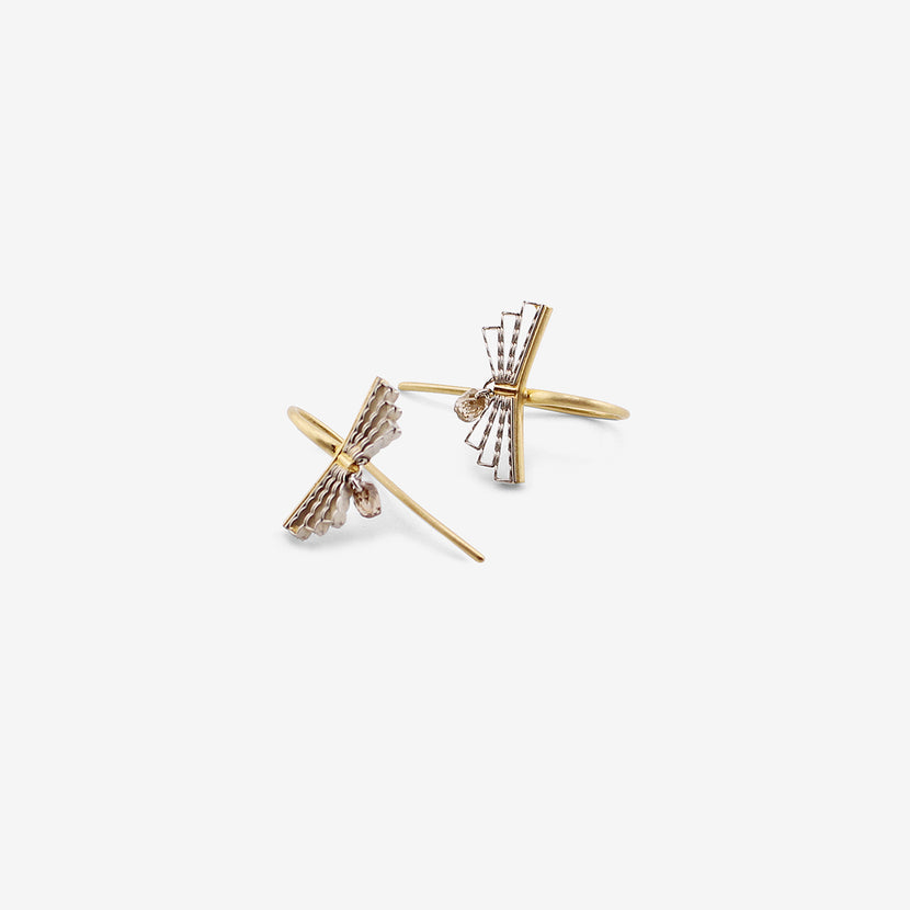 NIKOLLE RADI 18K & PLATINUM SMALL BOW EARRINGS WITH DIAMOND BRIOLETTES