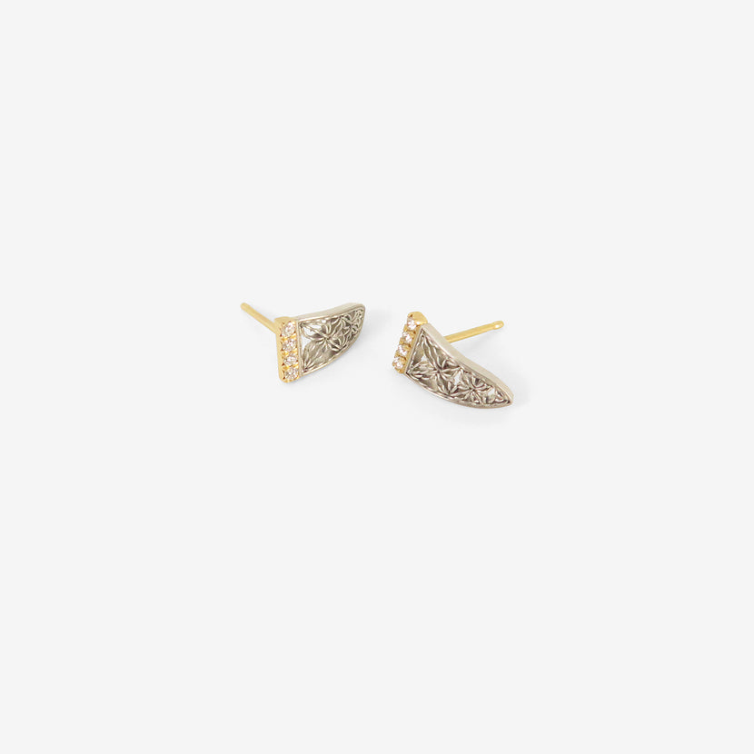 NIKOLLE RADI 18K & PLATINUM CARESS POST EARRINGS WITH WHITE DIAMONDS