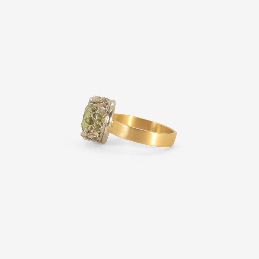 NIKOLLE RADI 18K & PLATINUM RING WITH ROUND GREEN TOURMALINE, 3.92CT