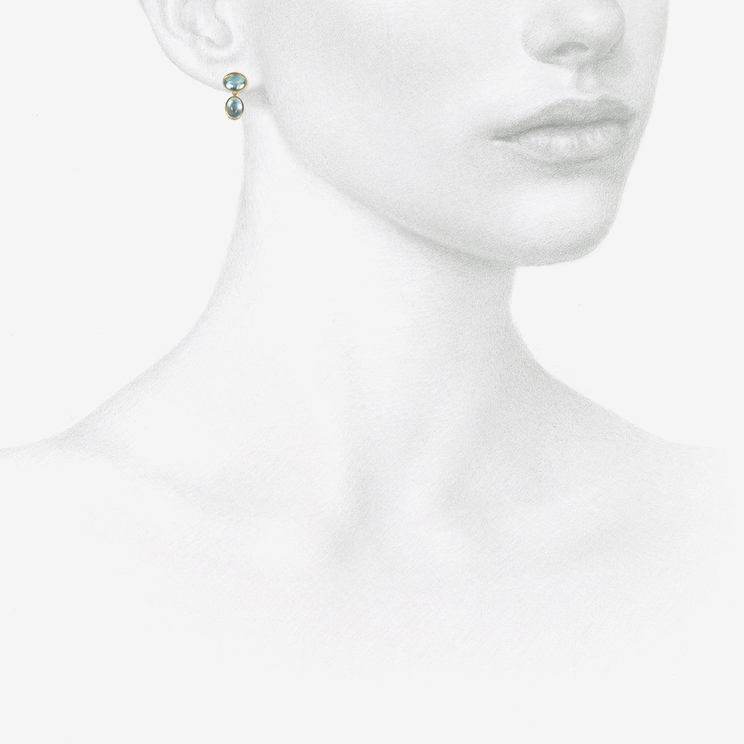 PROUNIS 22K & AQUAMARINE SMALL AMPHORA EARRINGS