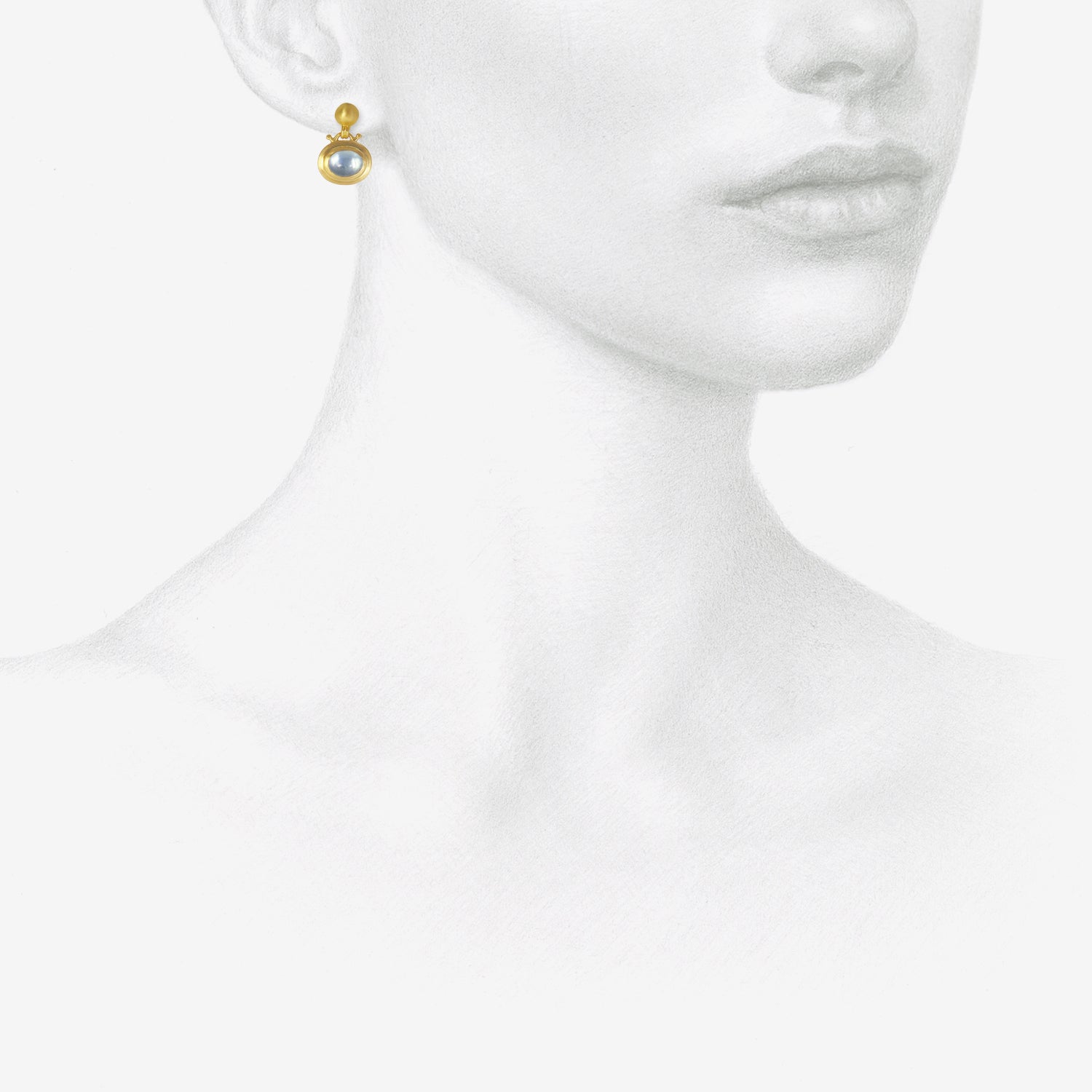 PROUNIS 22K & AQUAMARINE SMALL BELL EARRINGS