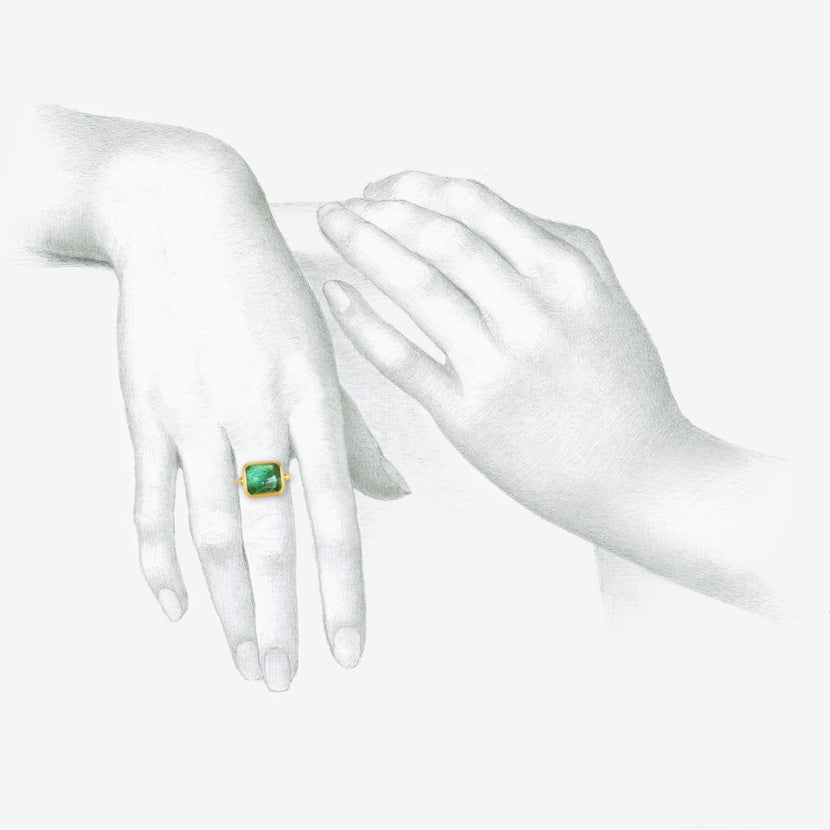 PROUNIS 22K & GREEN TOURMALINE CAPSA RING