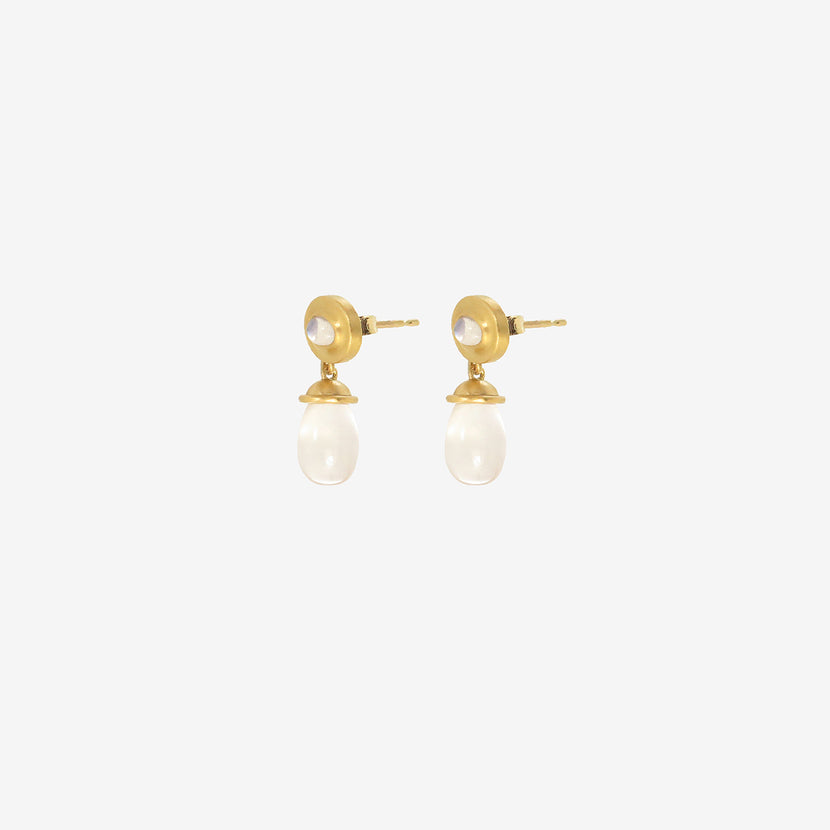PROUNIS 22K & RAINBOW MOONSTONE ALABASTRA DANGLE EARRINGS