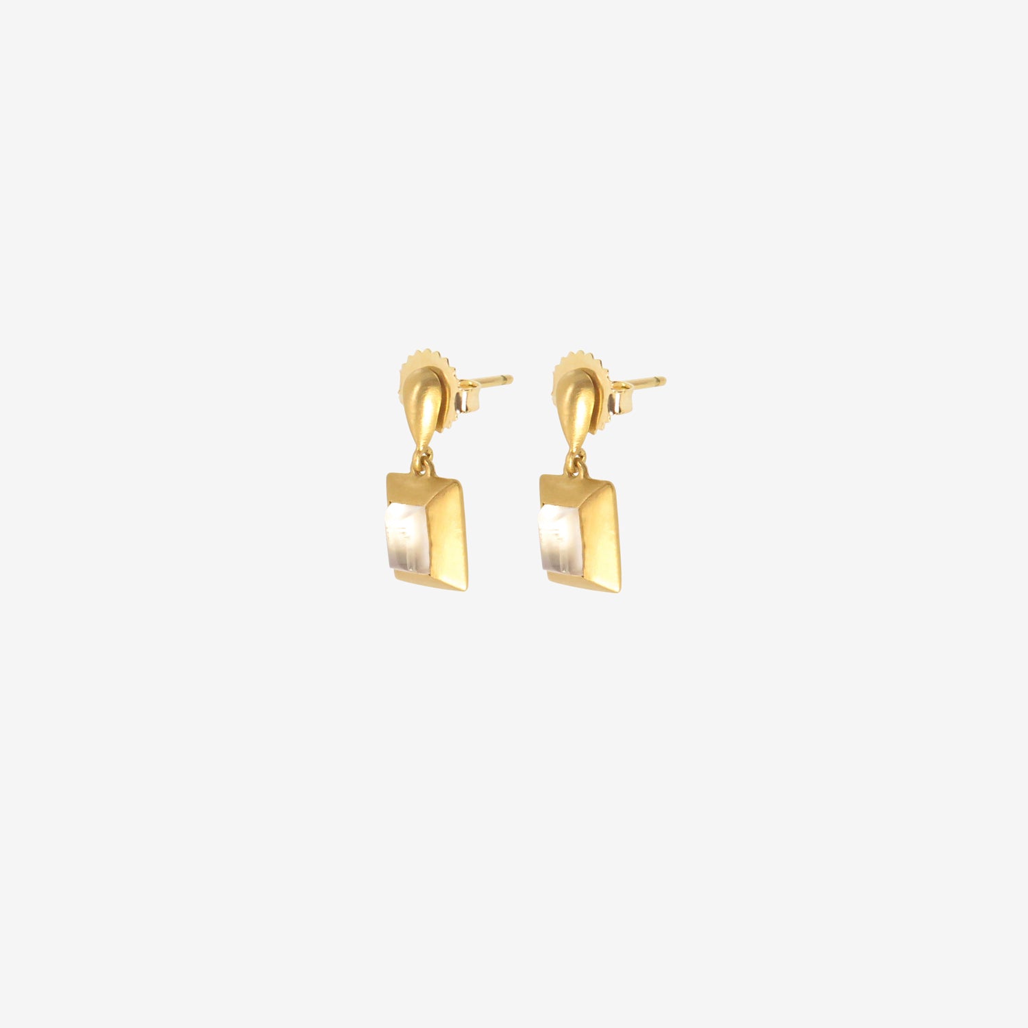 PROUNIS 22K & MOONSTONE SUGARLOAF CAPSA DANGLE EARRINGS