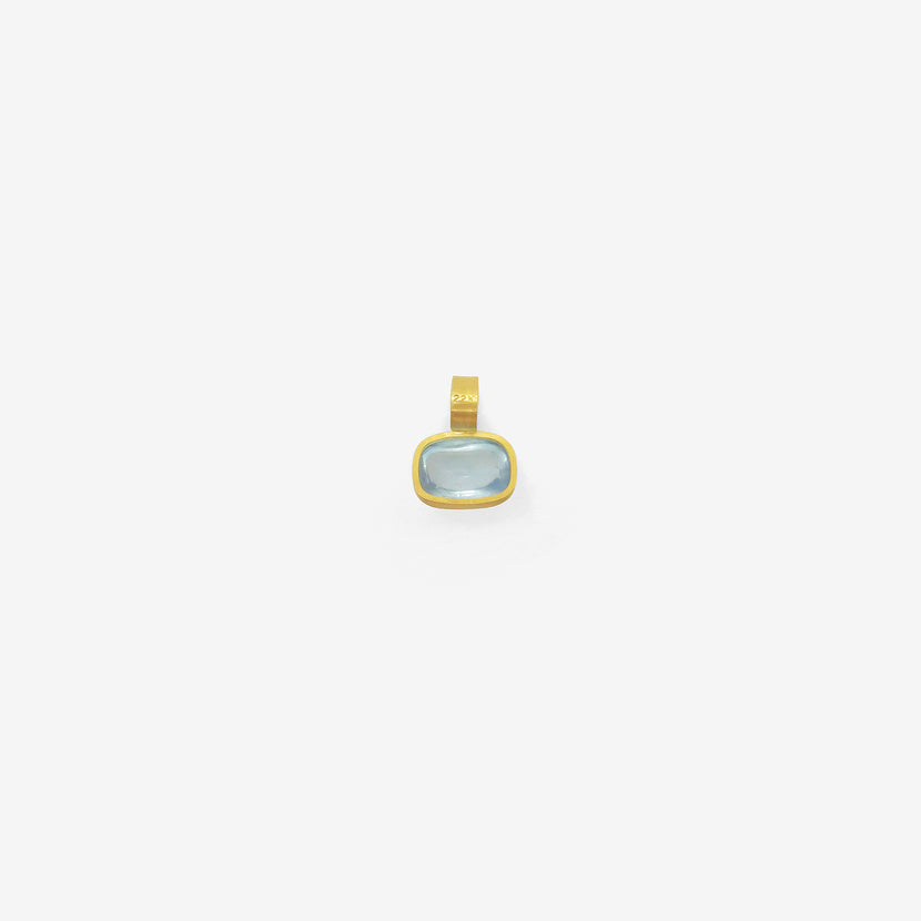 ROSANNE PUGLIESE 22K & CUSHION-SHAPED CABOCHON AQUAMARINE EAST/WEST PENDANT, 5CT
