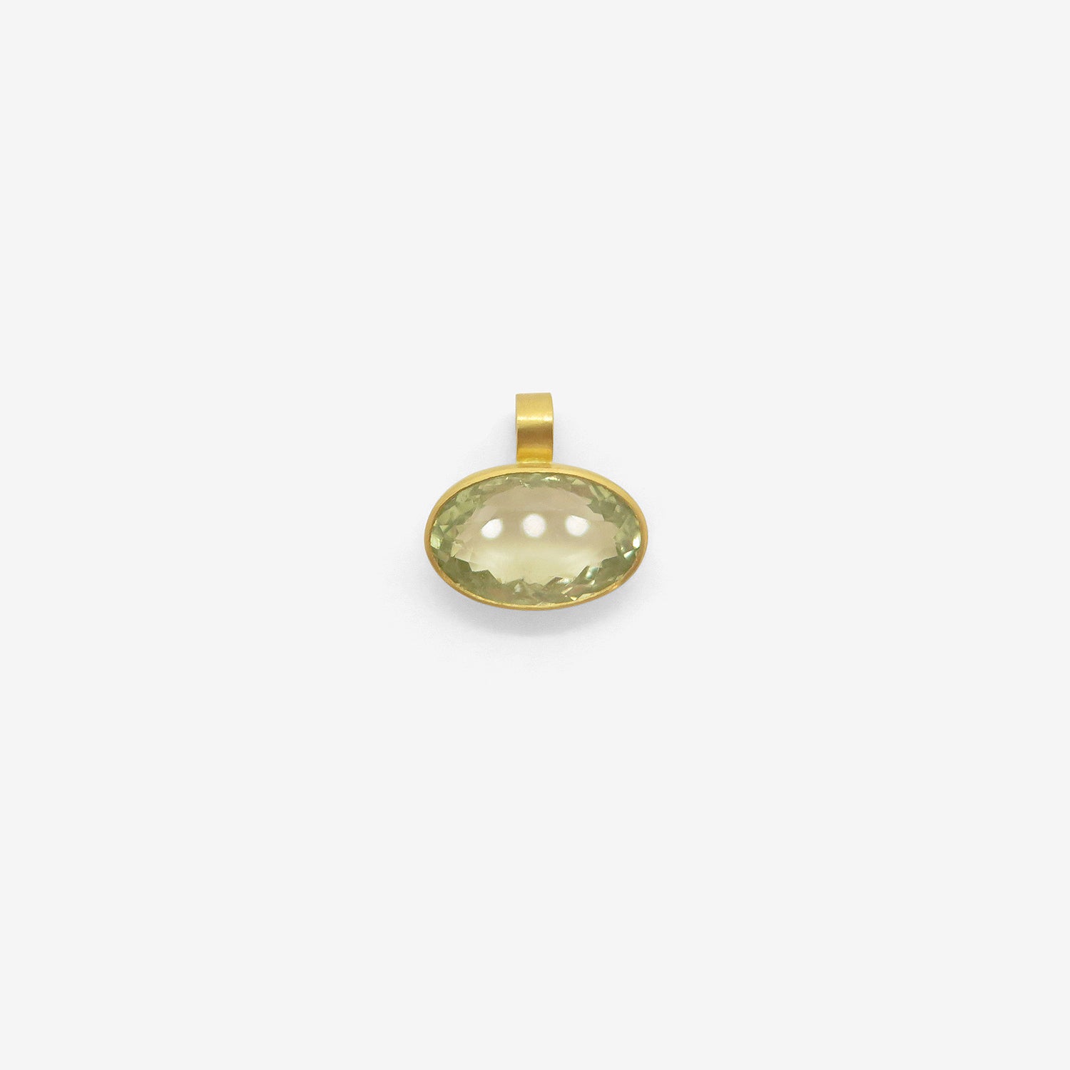 ROSANNE PUGLIESE 22K & FACETED OVAL GREEN AMETHYST PENDANT, 11CT