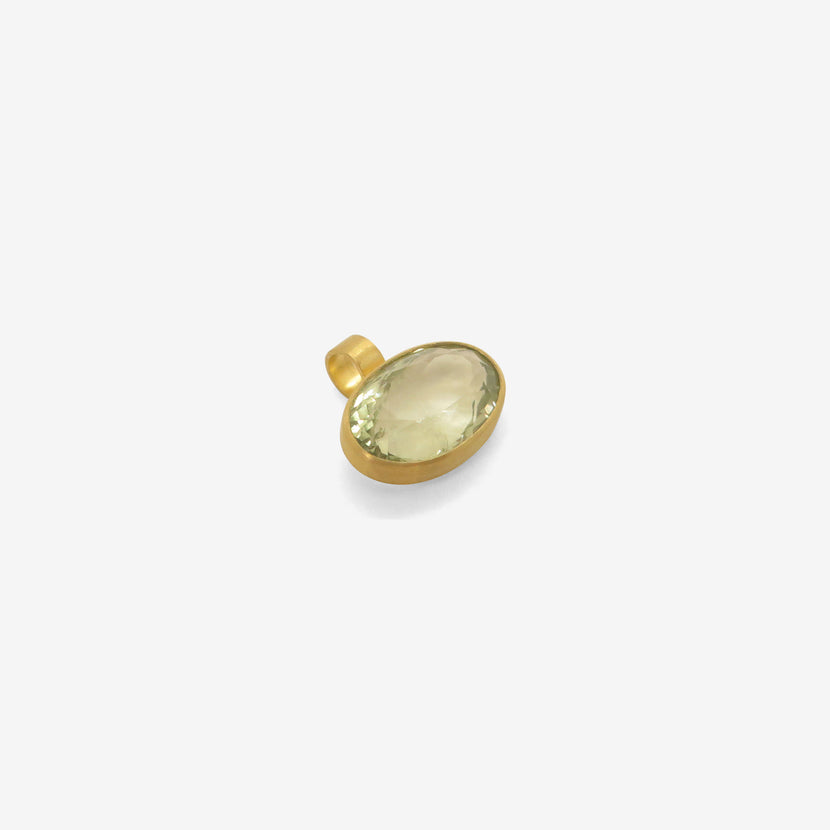 ROSANNE PUGLIESE 22K & FACETED OVAL GREEN AMETHYST PENDANT, 11CT