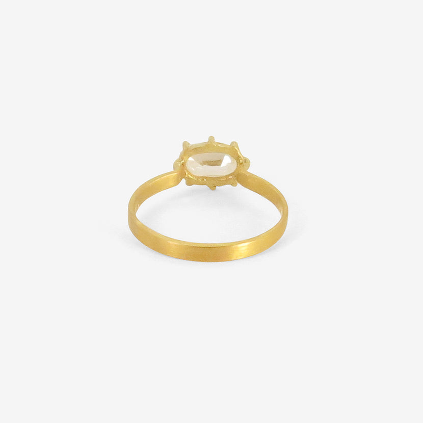 ROSANNE PUGLIESE 22K & OVAL OLD-MINE-CUT DIAMOND EAST/WEST RING, 1CT