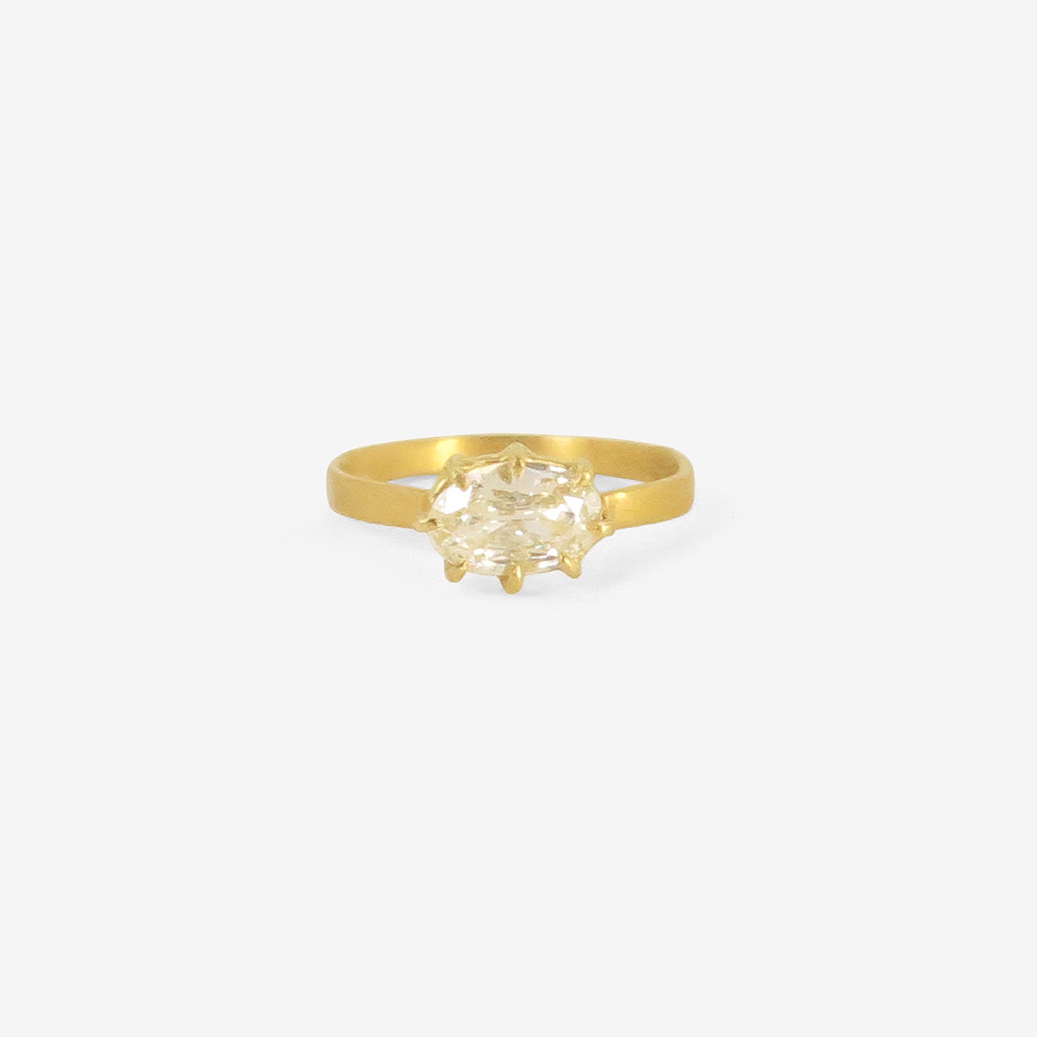 ROSANNE PUGLIESE 22K & OVAL OLD-MINE-CUT DIAMOND EAST/WEST RING, 1CT