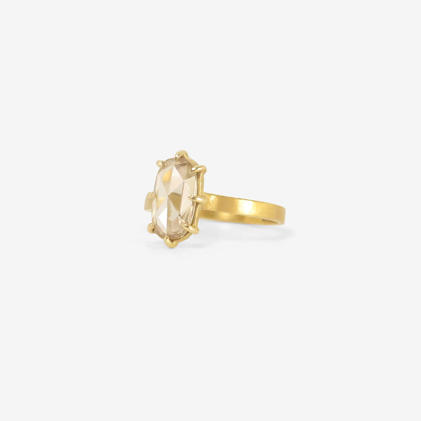 ROSANNE PUGLIESE 22K & PRONG-SET ROSE-CUT CHAMPAGNE DIAMOND RING, 1.58CT