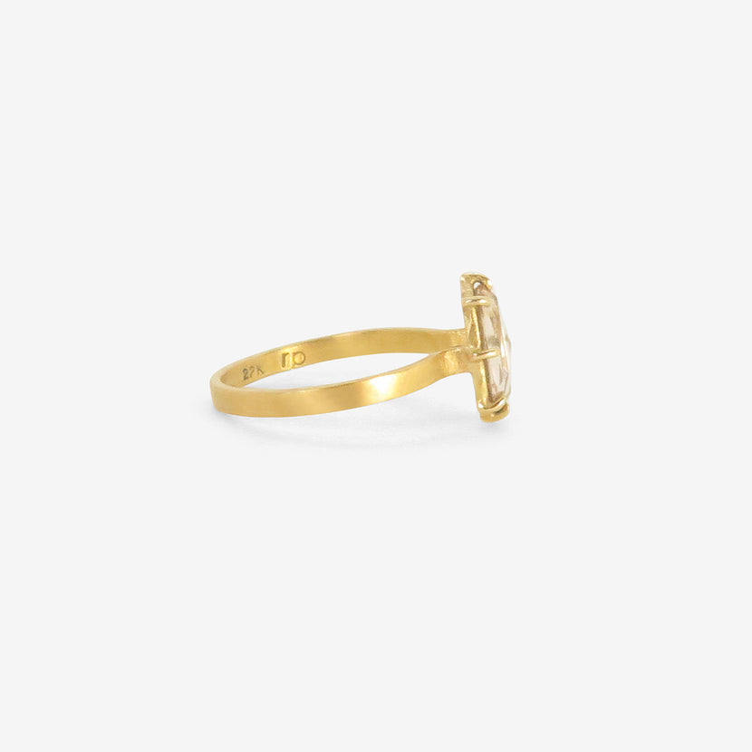 ROSANNE PUGLIESE 22K & PRONG-SET ROSE-CUT CHAMPAGNE DIAMOND RING, 1.58CT