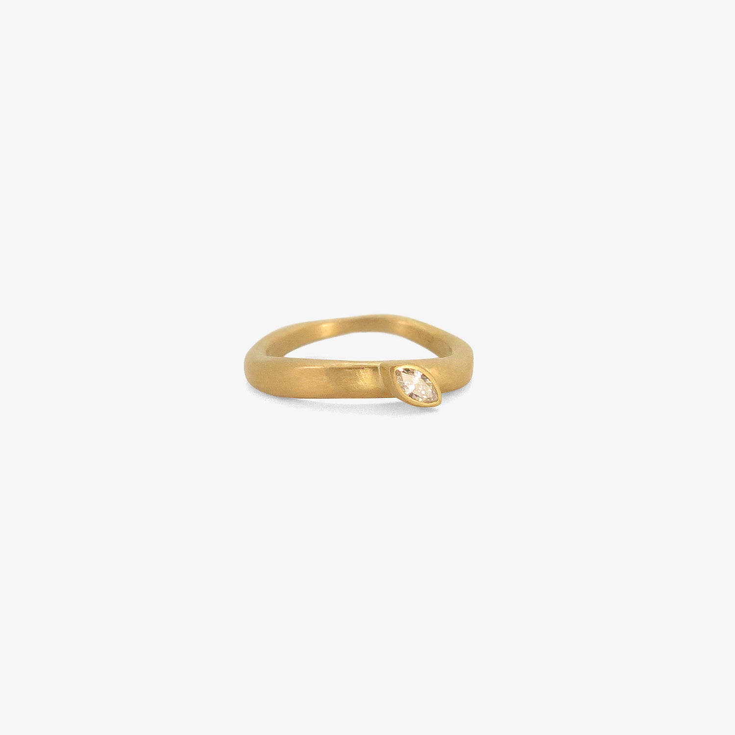 ROSANNE PUGLIESE 22K WAVE RING WITH MARQUIS DIAMOND, .11CT