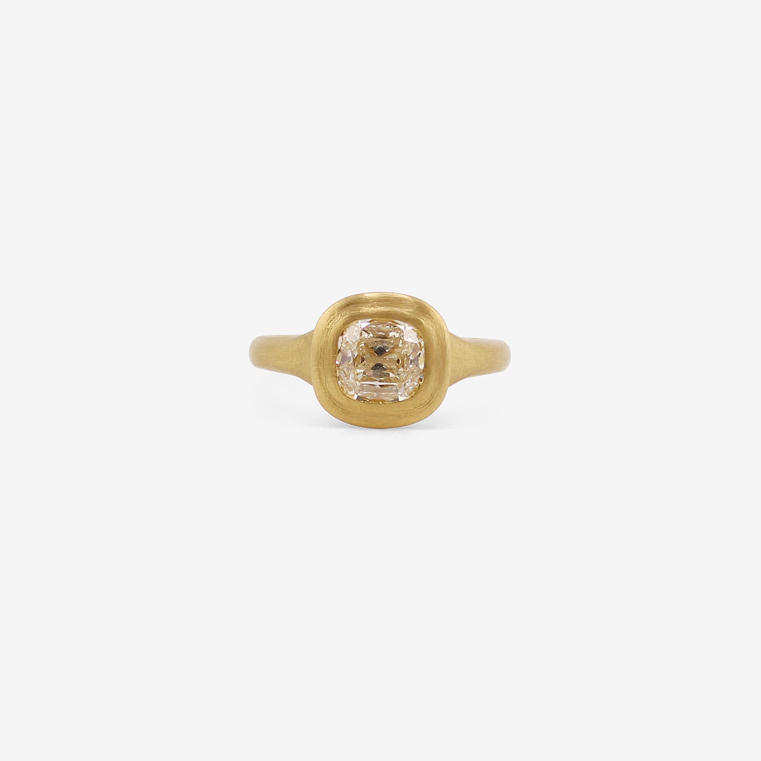 ROSANNE PUGLIESE 22K & CUSHION-SHAPED OLD MINE CUT DIAMOND GREEK-INSPIRED RING, 1.03CT