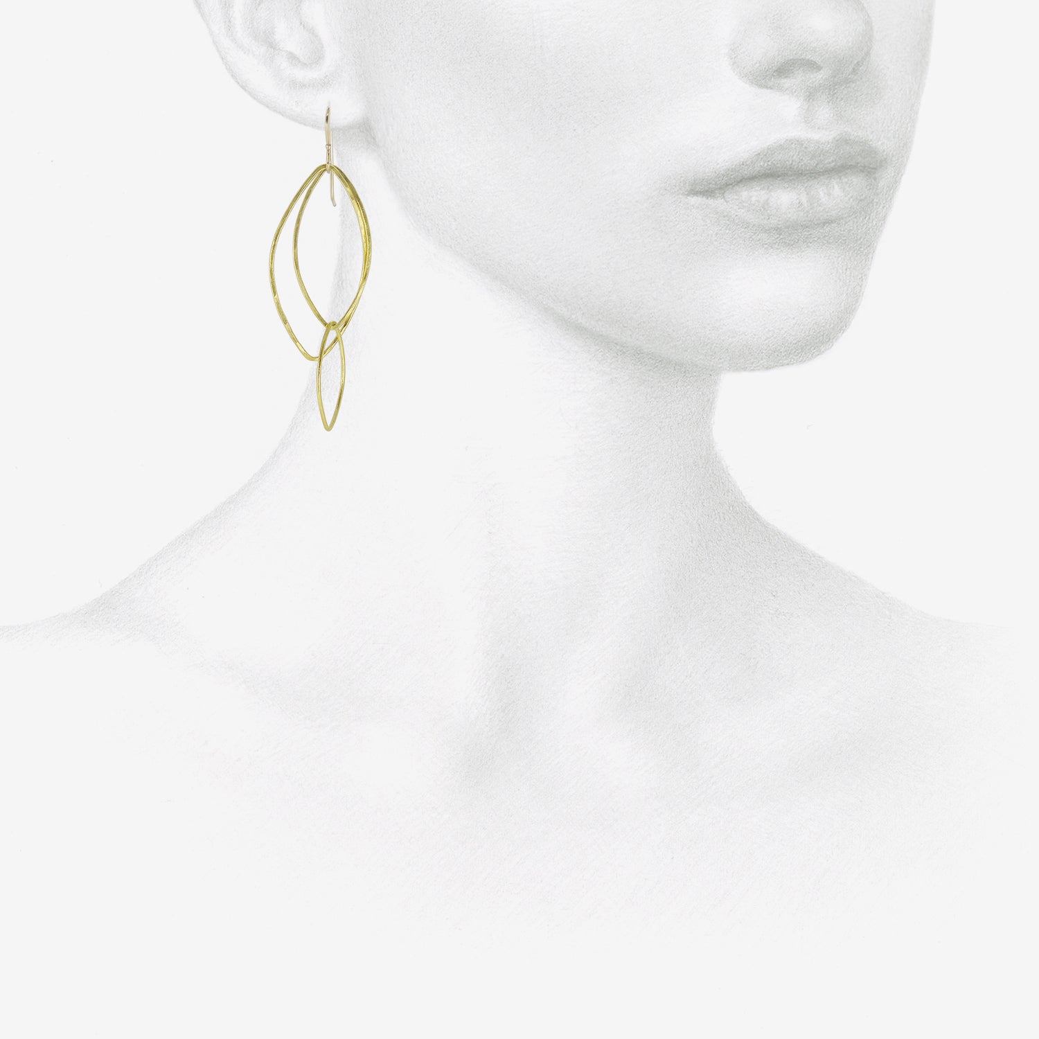ROSANNE PUGLIESE 22K LARGE ORCHID LEAF EARRINGS
