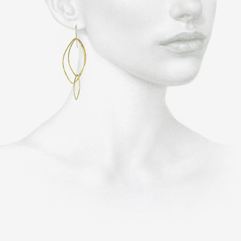 ROSANNE PUGLIESE 22K LARGE ORCHID LEAF EARRINGS