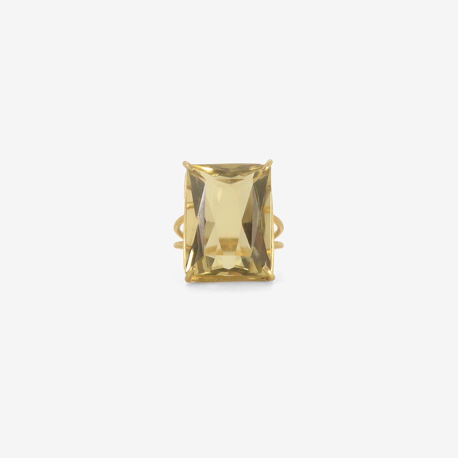 ROSANNE PUGLIESE 18K & LARGE RECTANGULAR CHAMPAGNE CITRINE RING, 11.5CT