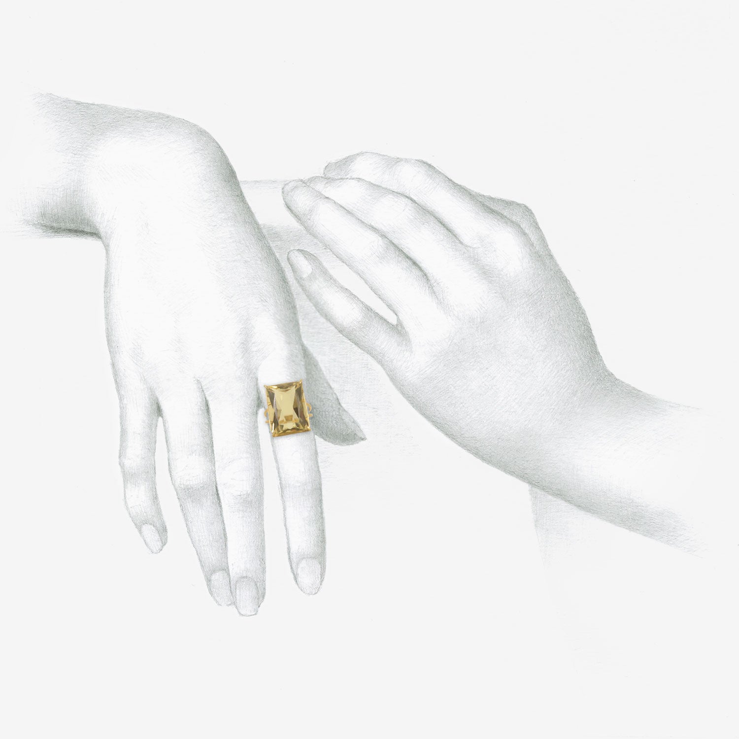 ROSANNE PUGLIESE 18K & LARGE RECTANGULAR CHAMPAGNE CITRINE RING, 11.5CT