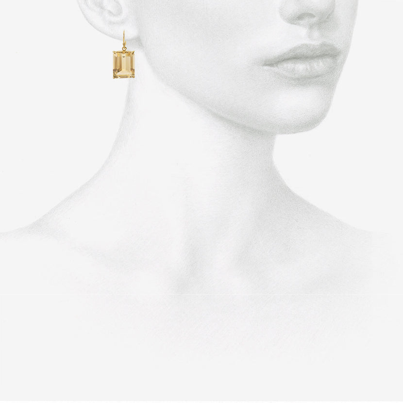 ROSANNE PUGLIESE 18K & EMERALD-CUT CITRINE EARRINGS