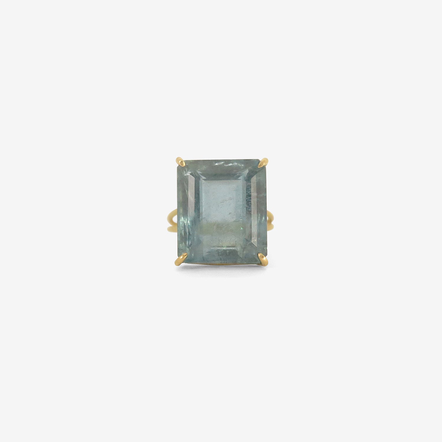 ROSANNE PUGLIESE 18K & EMERALD-CUT DEEP BLUE AQUAMARINE RING