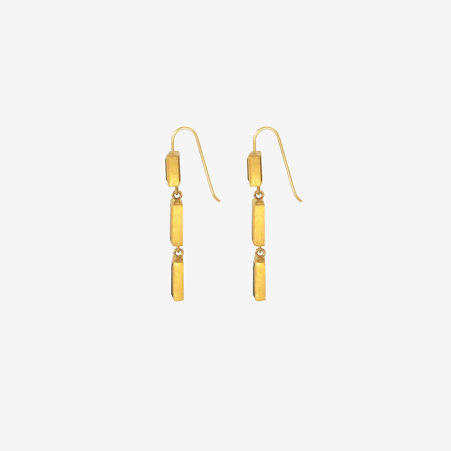 ROSANNE PUGLIESE 22K & EMERALD-CUT GREEN TOURMALINE TRIPLE DROP EARRINGS