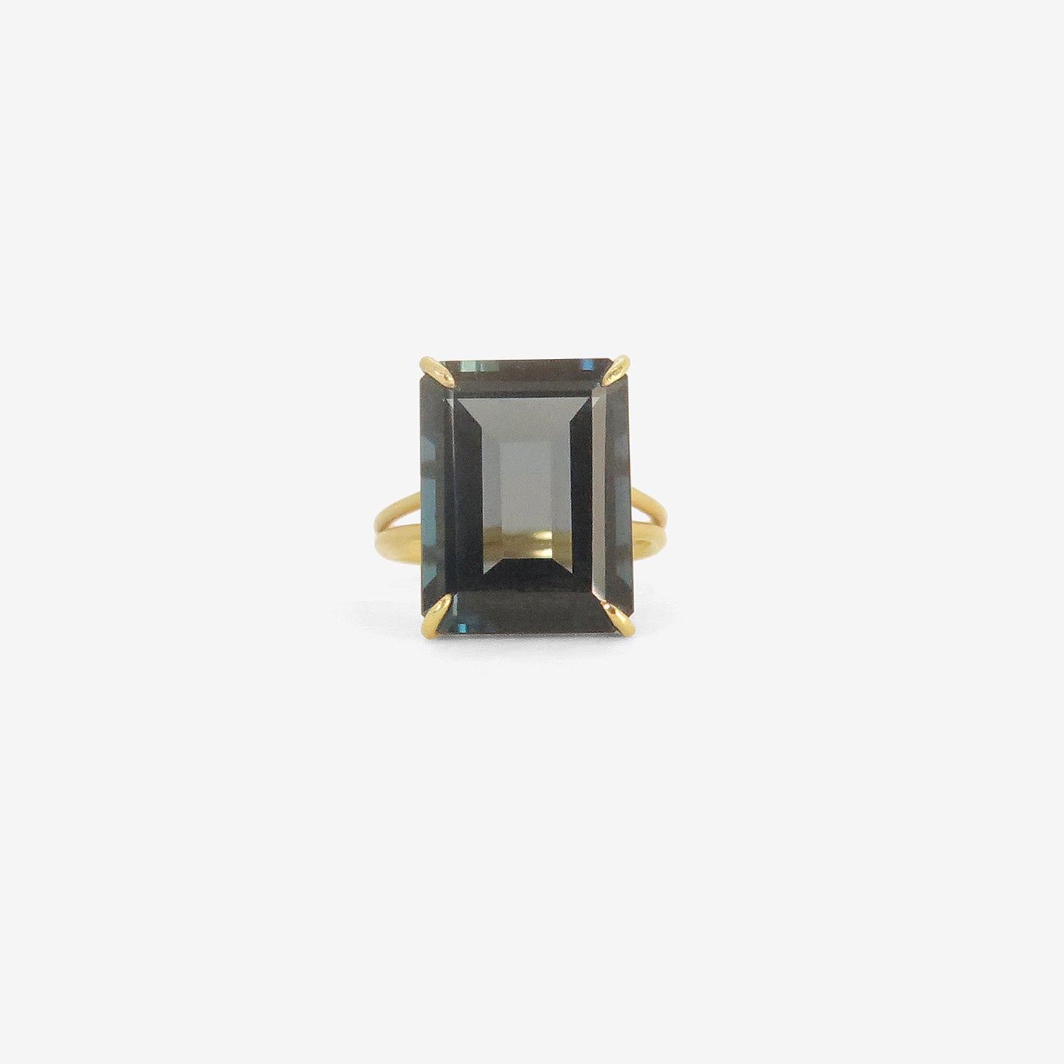 ROSANNE PUGLIESE 18K & EMERALD-CUT LONDON BLUE TOPAZ RING