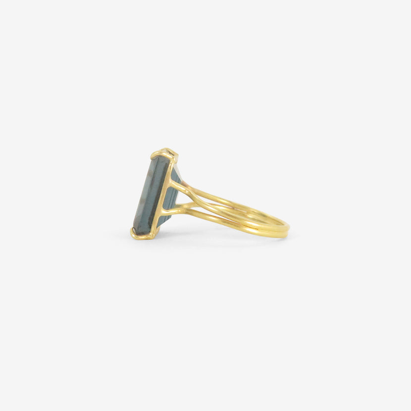 ROSANNE PUGLIESE 18K & EMERALD-CUT LONDON BLUE TOPAZ RING
