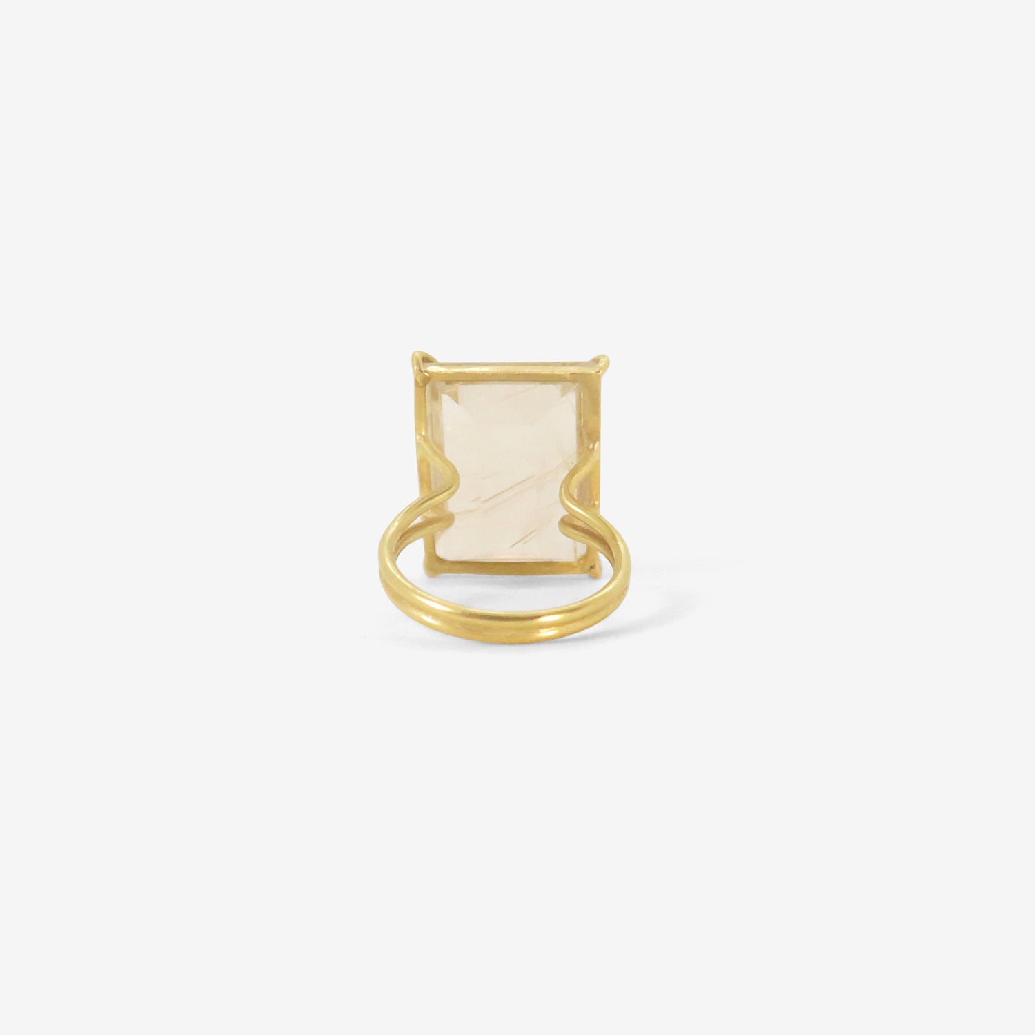 ROSANNE PUGLIESE 18K & EMERALD-CUT RUTILATED QUARTZ RING