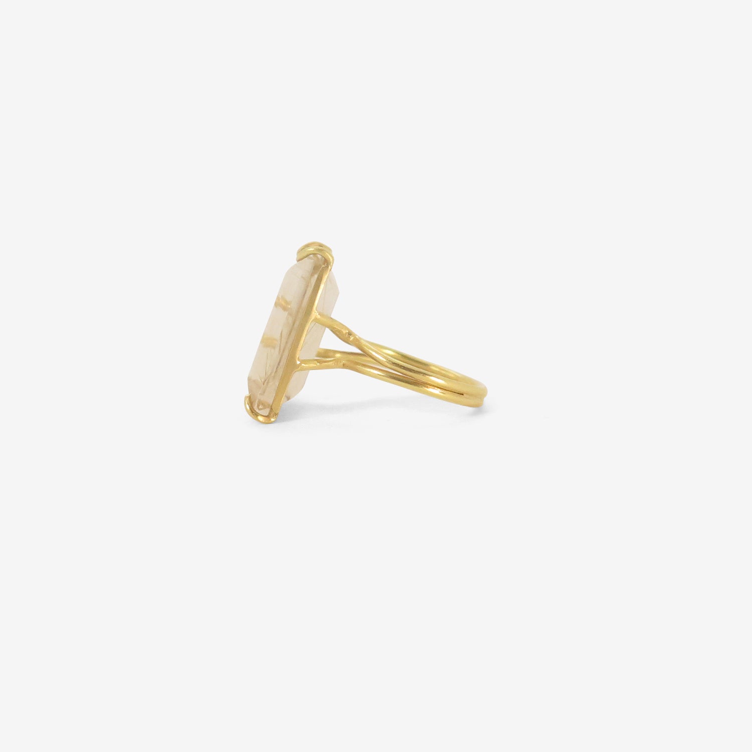 ROSANNE PUGLIESE 18K & EMERALD-CUT RUTILATED QUARTZ RING