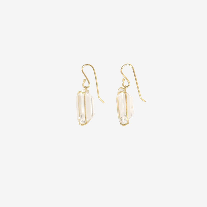 ROSANNE PUGLIESE 18K & EMERALD-CUT WHITE TOPAZ EARRINGS