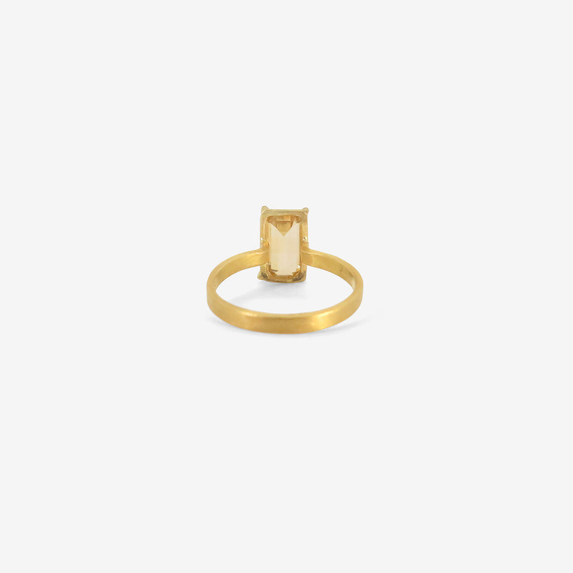 ROSANNE PUGLIESE 22K & EMERALD-CUT YELLOW ZIRCON RING