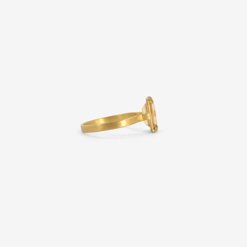 ROSANNE PUGLIESE 22K & EMERALD-CUT YELLOW ZIRCON RING